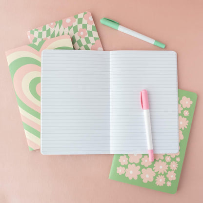 Cute Journal Set, 4 Pack Pastel Notebooks, A5 60 Pages, Green Pink Aesthetic Notebook for Girls, Pretty Stationery, Travel Journal for Women Lined Paper, Soft Cover Journals