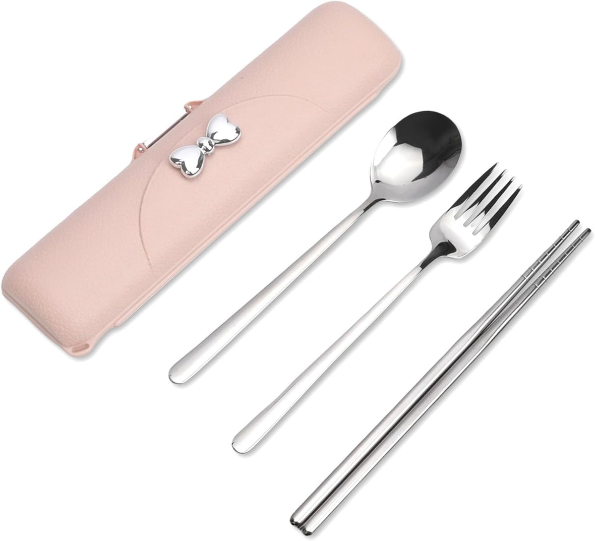 Reusable Travel Utensils with Case, Portable Cutlery for Work