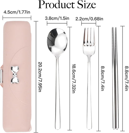 Reusable Travel Utensils with Case, Portable Cutlery for Work