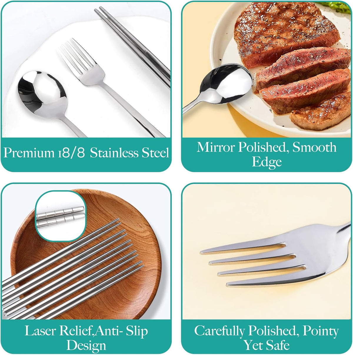 Reusable Travel Utensils with Case, Portable Cutlery for Work