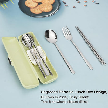 Reusable Travel Utensils with Case, Portable Cutlery for Work