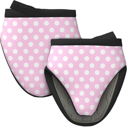 2PCS Mini Silicone Oven Mitts, Light Pink Polka Dot Print B Oven Mitts Heat Resistant, Pot Holders for Kitchen Cooking & Baking Gloves