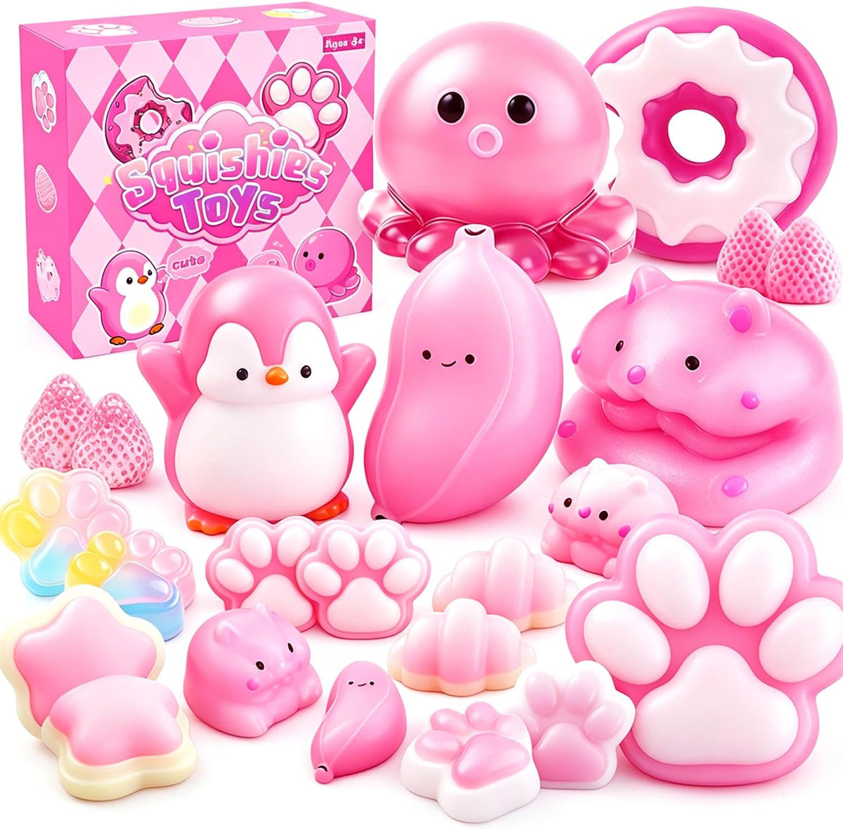 24Pack Taba Squishies Toy, Squishy Fidget Taba Toys, Stress Relief Sensory Squeeze Toys for Kids 4-8 8-12 Party Favors, Classroom Prizes, Birthday Gifts Goodie Bag Stocking Stuffers