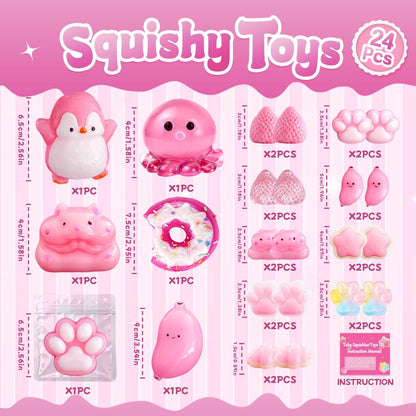 24Pack Taba Squishies Toy, Squishy Fidget Taba Toys, Stress Relief Sensory Squeeze Toys for Kids 4-8 8-12 Party Favors, Classroom Prizes, Birthday Gifts Goodie Bag Stocking Stuffers