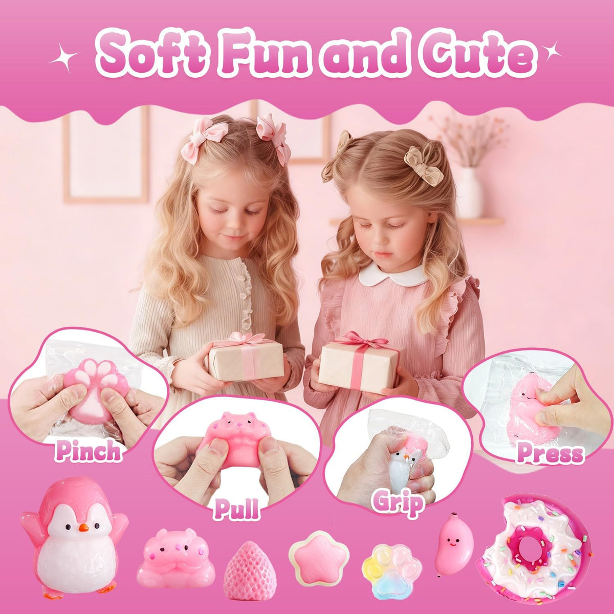 24Pack Taba Squishies Toy, Squishy Fidget Taba Toys, Stress Relief Sensory Squeeze Toys for Kids 4-8 8-12 Party Favors, Classroom Prizes, Birthday Gifts Goodie Bag Stocking Stuffers