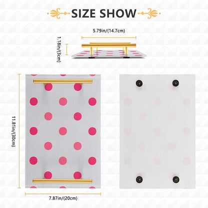 Polka Dot Peach Decorative Kitchen Tray with Handles Decorative Serving Tray for Jewelry Perfume for Tea Trays Serving charola para comida