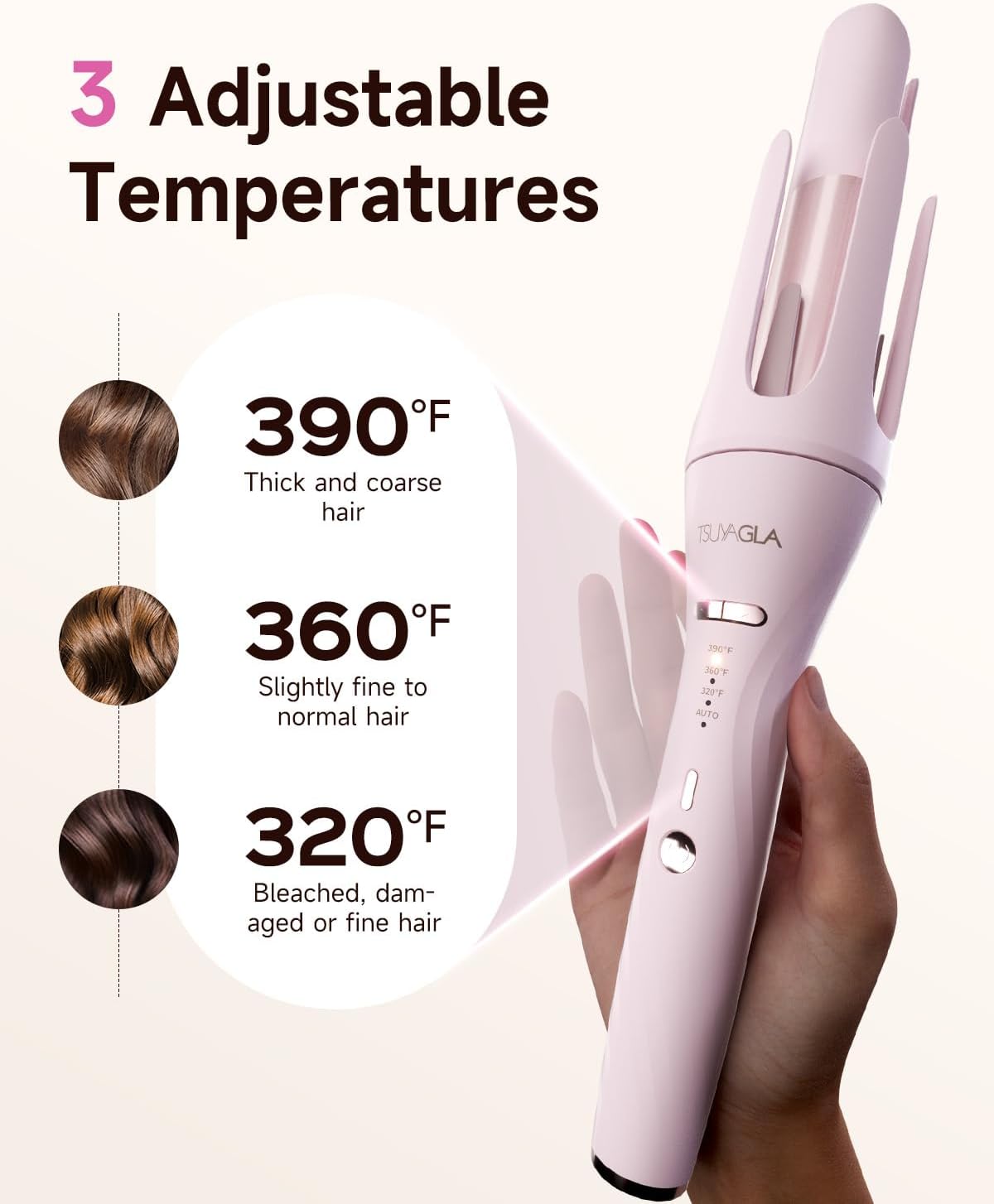 5 in 1 Automatic Curling Iron Set with 3 Interchangeable Barrels