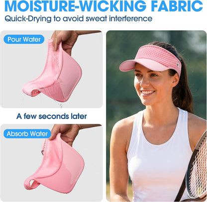 Sports Sun Visor Hat with Non-Slip Toggle Breathable for Women Men