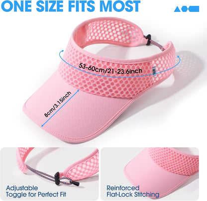 Sports Sun Visor Hat with Non-Slip Toggle Breathable for Women Men