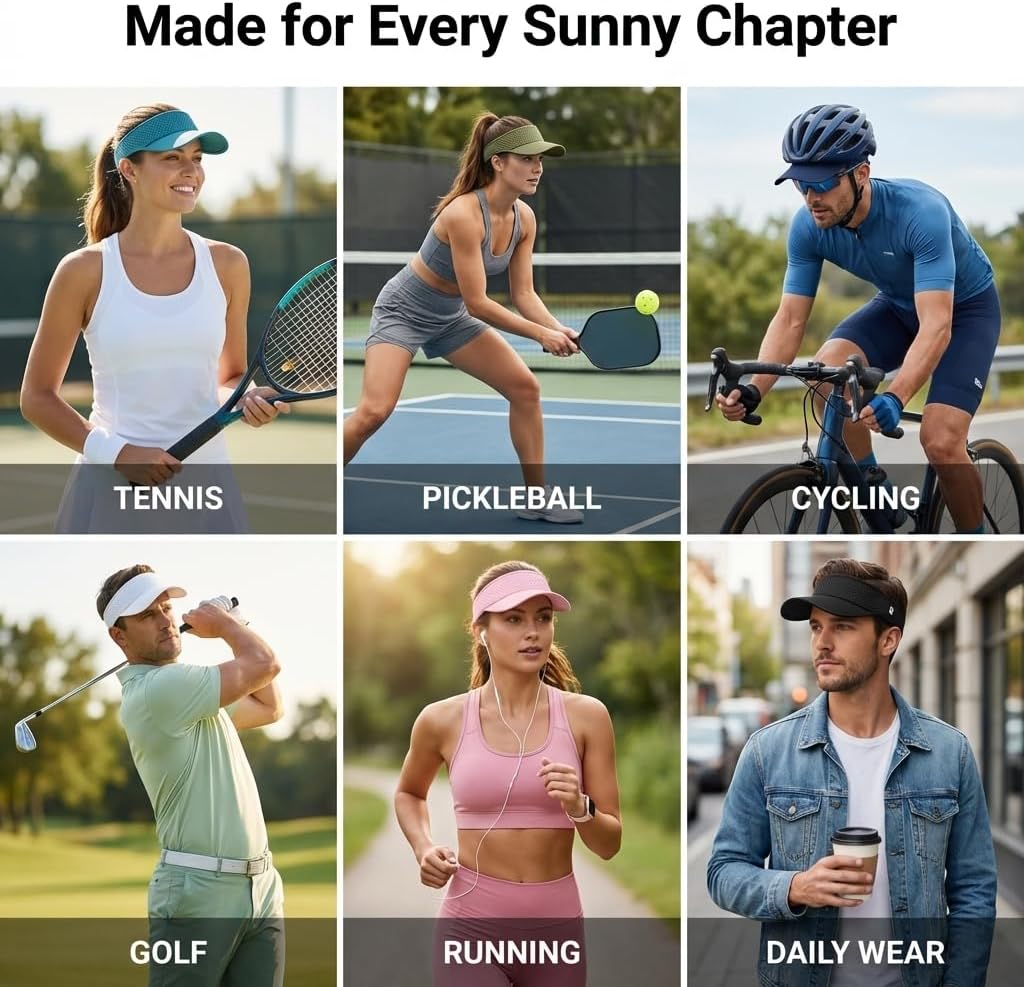 Sports Sun Visor Hat with Non-Slip Toggle Breathable for Women Men