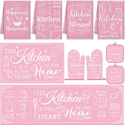 10 Pack Kitchen Decor and Accessories Set, Pink Retro