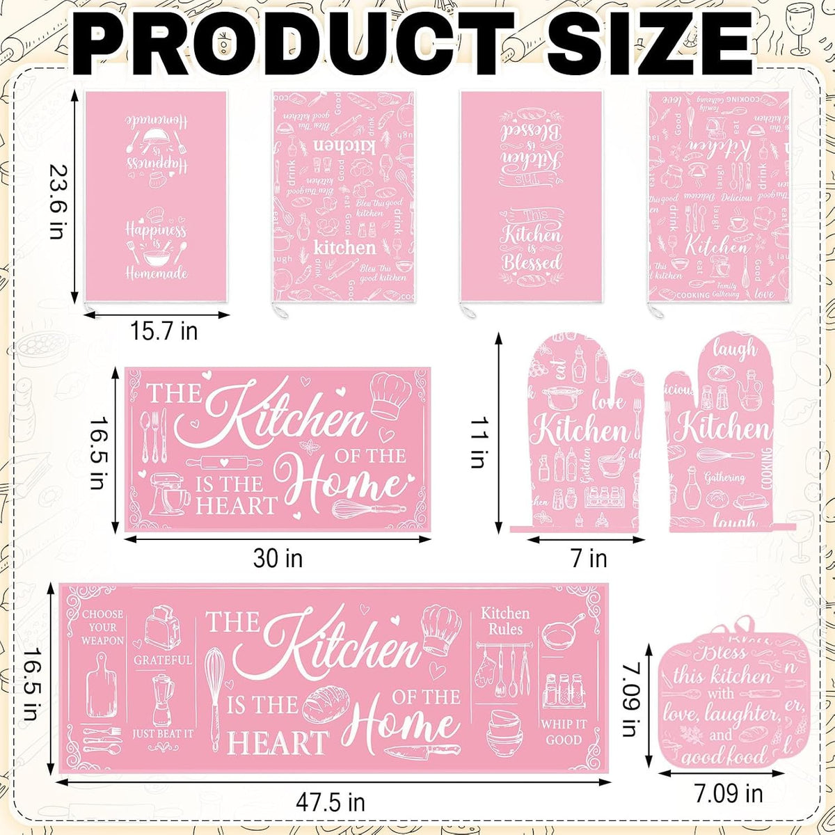 10 Pack Kitchen Decor and Accessories Set, Pink Retro