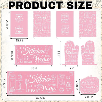 10 Pack Kitchen Decor and Accessories Set, Pink Retro