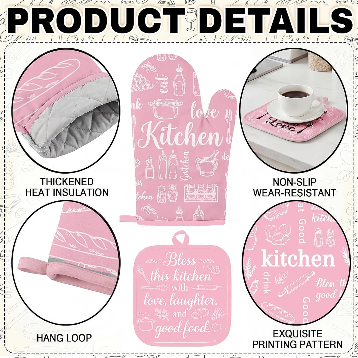 10 Pack Kitchen Decor and Accessories Set, Pink Retro