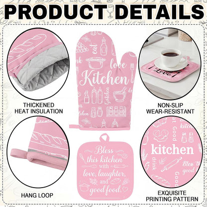 10 Pack Kitchen Decor and Accessories Set, Pink Retro
