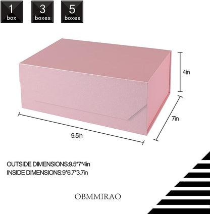 Pink Magnetic Large Gift Box with Lid, 9.5x7x4 Inches, 1Pcs
