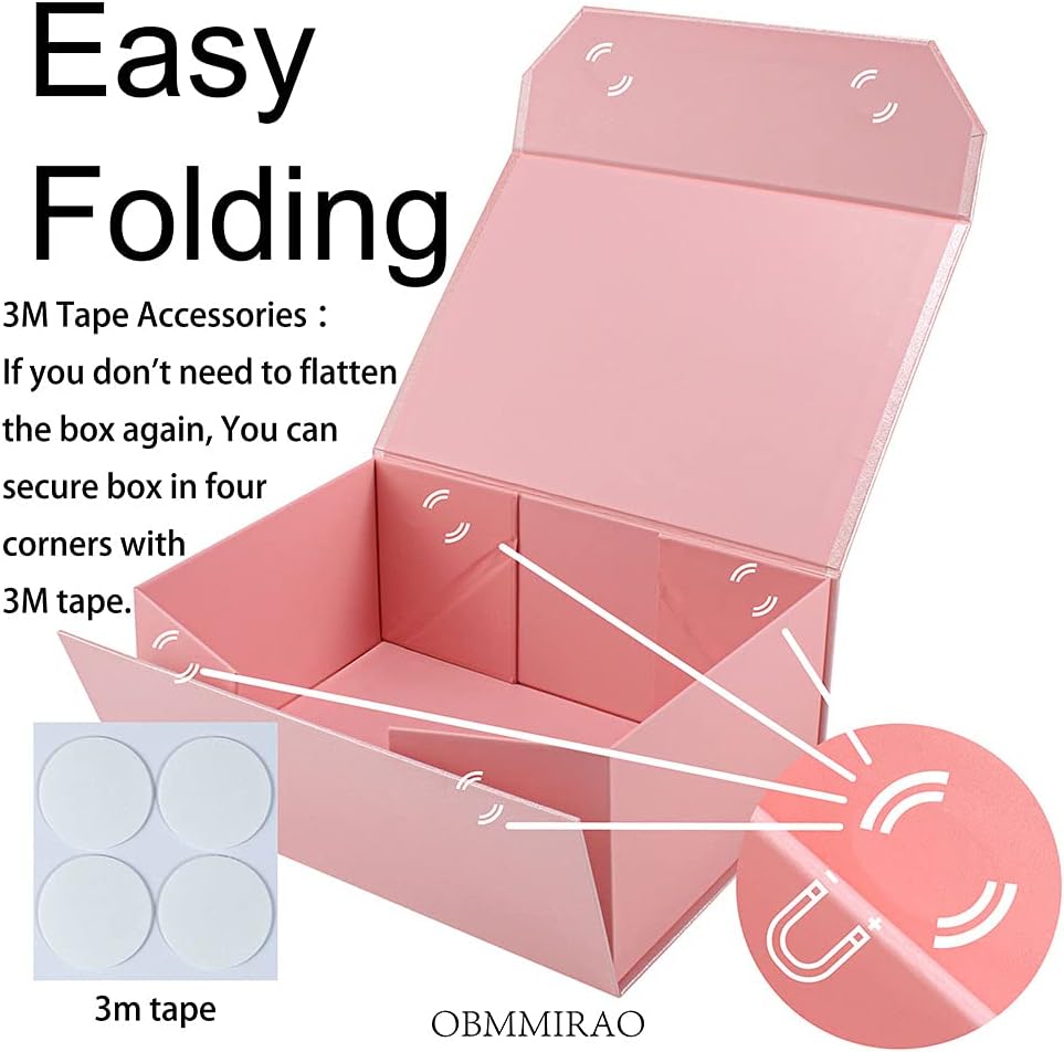 Pink Magnetic Large Gift Box with Lid, 9.5x7x4 Inches, 1Pcs