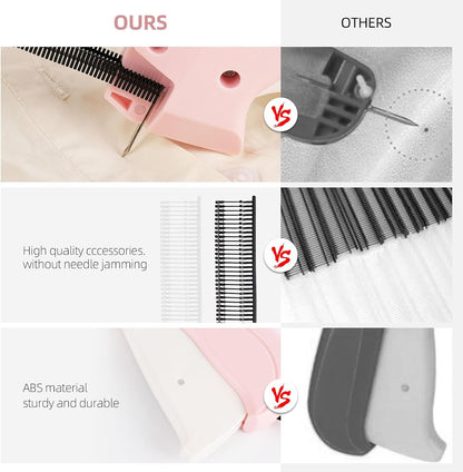 2 Pack Stitch Gun for Clothes, Stitchy Microstitch Tag Gun Quick Clothing Fixer - Sewing Kit Includes 10 Needle, 4000 Fasteners (Pink)