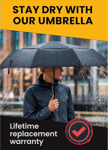 Windproof Travel Umbrellas for Rain Automatic +10% Bigger Canopy Strong Frame Compact Folding Portable Umbrella for Women Men Backpack Purse