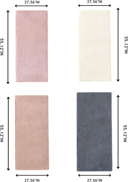 Quick-Drying Microfiber Towel Set - 4-Piece Mixed Color Bath Towel Set, Highly Absorbent, Lint Free Design for Bath, Beach, and Gym -Pink+White+Khaki+Dark Gray, 28 x 55 inches