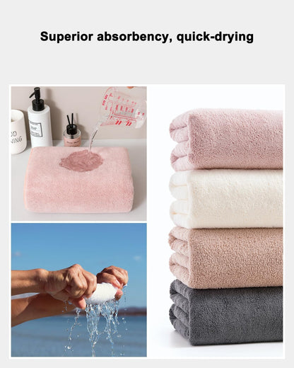 Quick-Drying Microfiber Towel Set - 4-Piece Mixed Color Bath Towel Set, Highly Absorbent, Lint Free Design for Bath, Beach, and Gym -Pink+White+Khaki+Dark Gray, 28 x 55 inches