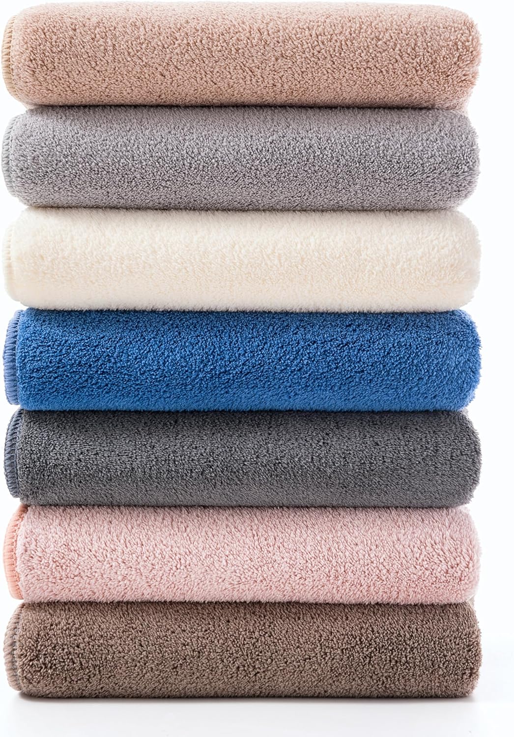 Quick-Drying Microfiber Towel Set - 4-Piece Mixed Color Bath Towel Set, Highly Absorbent, Lint Free Design for Bath, Beach, and Gym -Pink+White+Khaki+Dark Gray, 28 x 55 inches