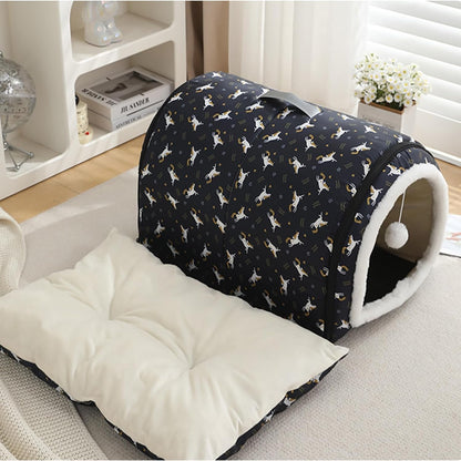 Cozy Cat Bed Cave, Cat Bed for Kittens and Small Pets, Kitten Bed Hideout House with Removable Mattress for Kittens (Pink, 18"×13"×13")