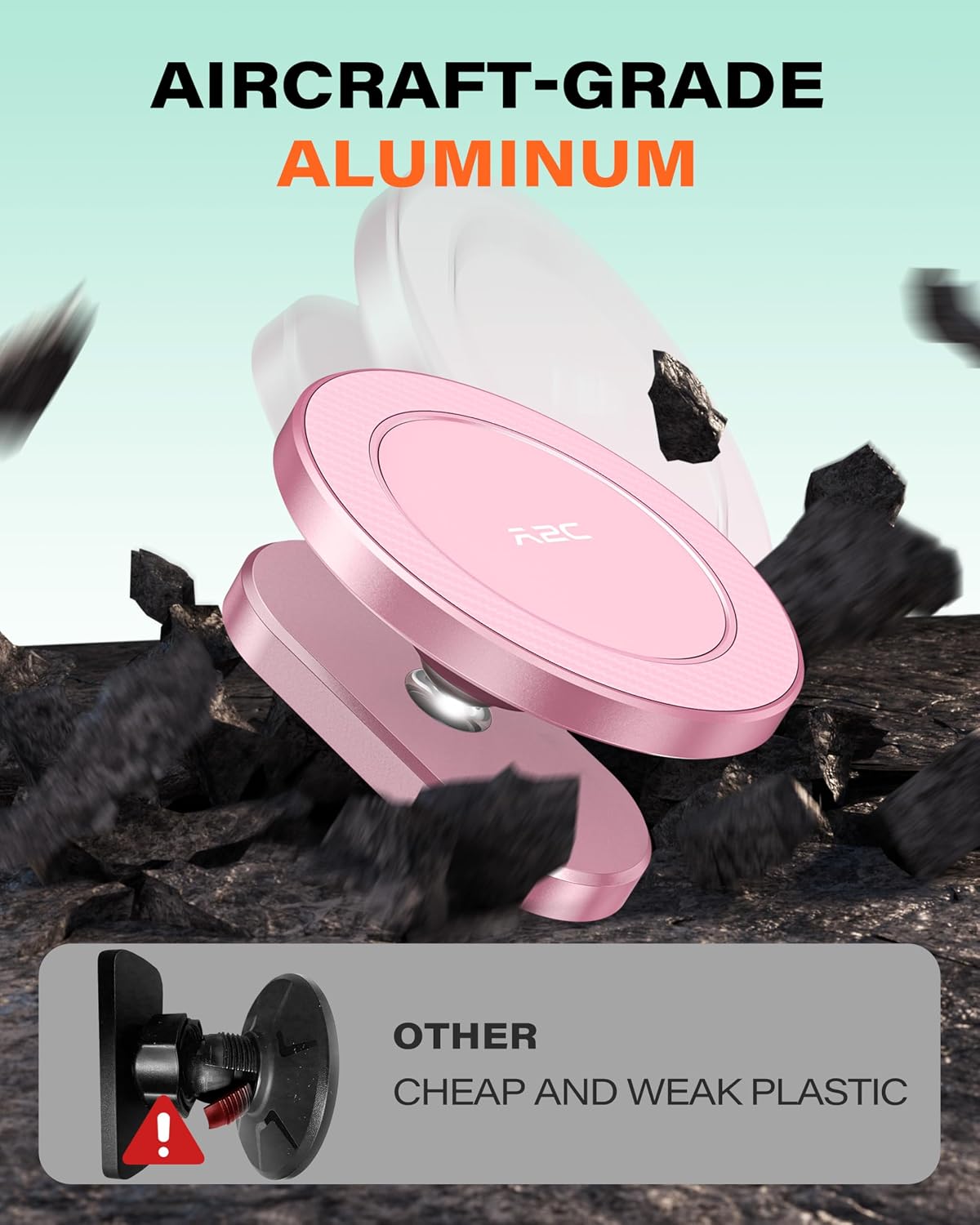 A2C Pink Alloy Magnetic Golf Cart Phone Holder, Golf Accessories for Women