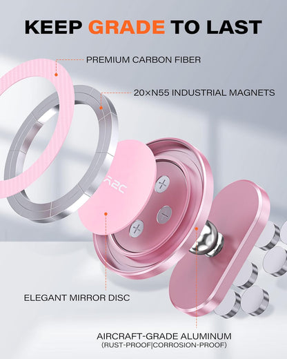 A2C Pink Alloy Magnetic Golf Cart Phone Holder, Golf Accessories for Women