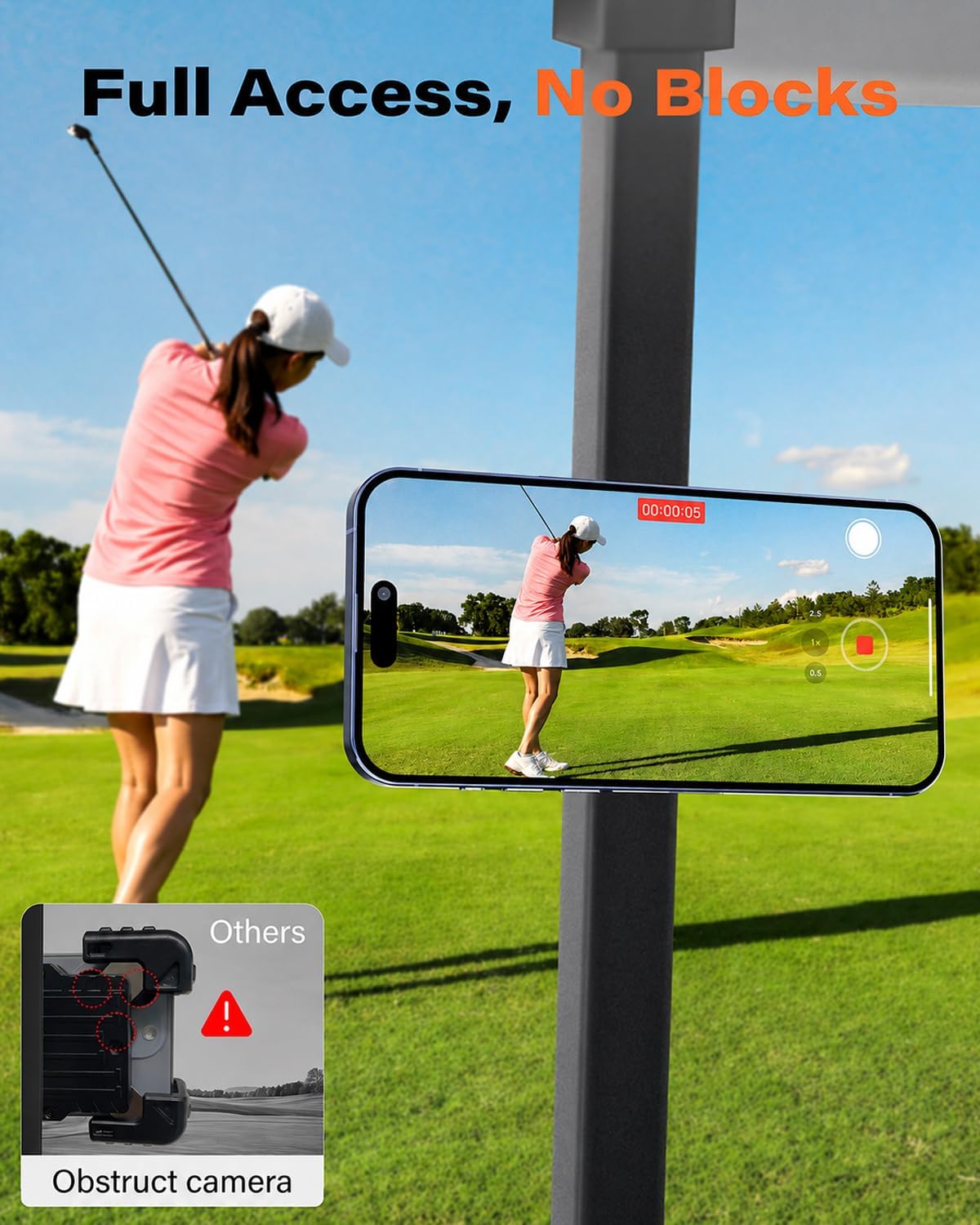 A2C Pink Alloy Magnetic Golf Cart Phone Holder, Golf Accessories for Women
