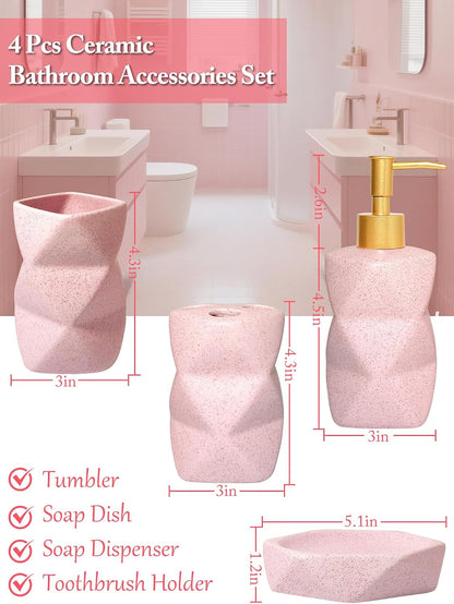 Bathroom Accessories Set - 4-Piece Ceramic Bathroom Set