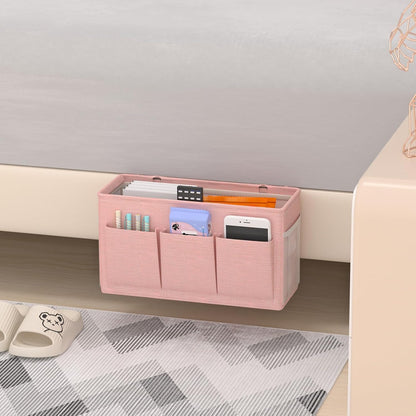 Bedside Caddy Storage Organizer for Bed Rails, Bed Caddy with 6 Pockets | Bedside Organizer with Fixed Straps and Hooks, Mattress Supported Versatile for Home, Dorm, Bunk, Hospital and Crib Bed