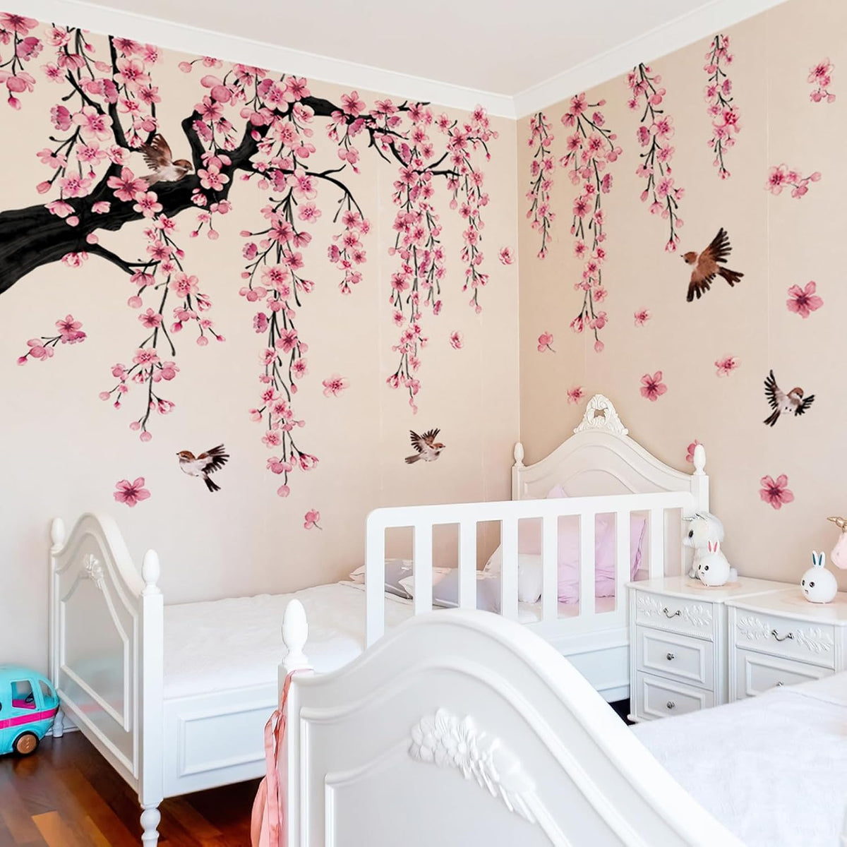 Pink Cherry Blossom Branch Wall Stickers Peel & Stick Home Decor