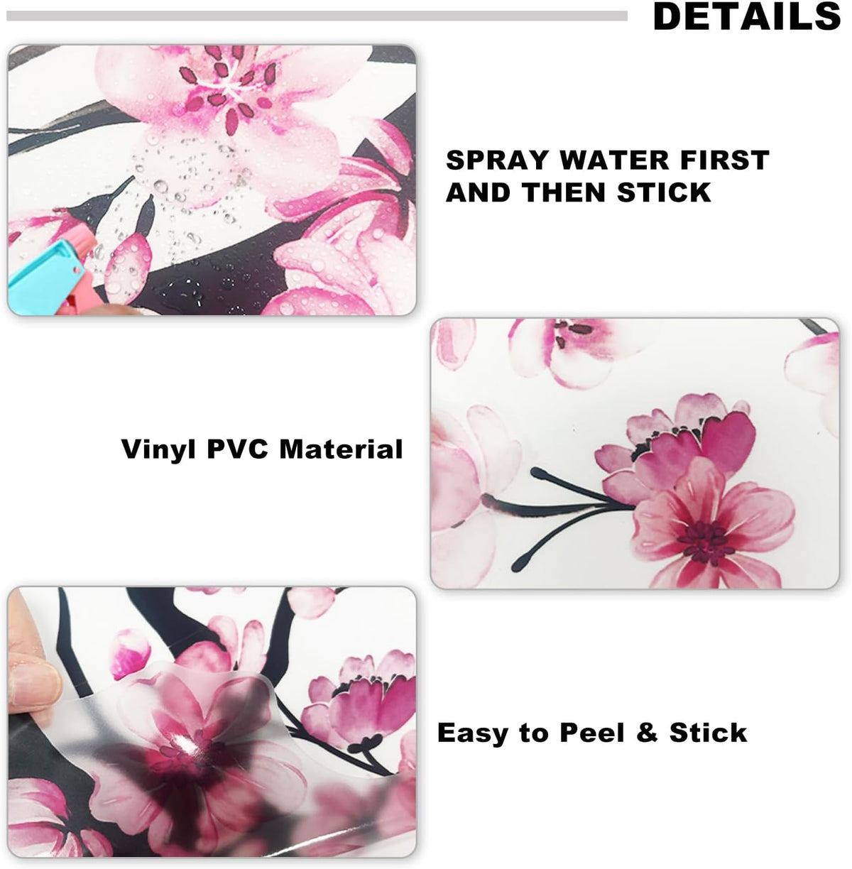 Pink Cherry Blossom Branch Wall Stickers Peel & Stick Home Decor