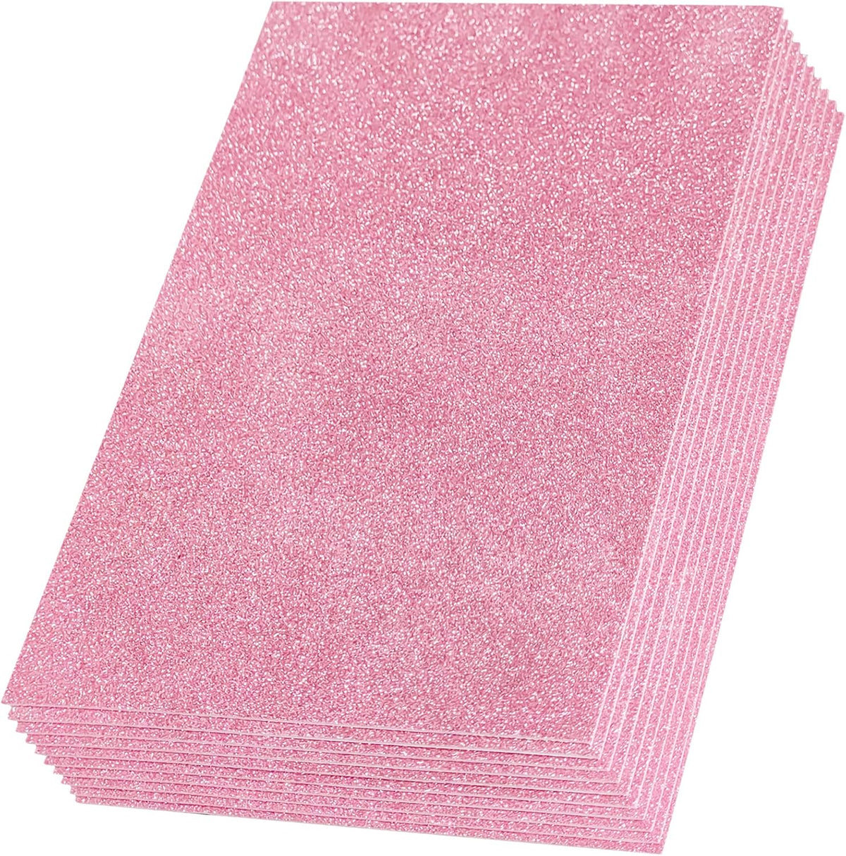 Pink Sticky Glitter Foam Sheets for Craft, 10 Packs Thick Self-Adhesive Sparkle EVA Paper Stickers for Craft Projects, 30 x 20cm