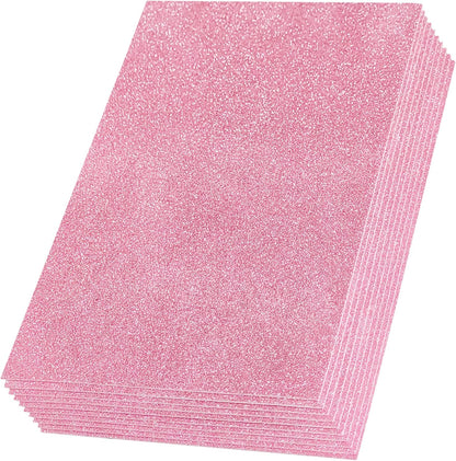 Pink Sticky Glitter Foam Sheets for Craft, 10 Packs Thick Self-Adhesive Sparkle EVA Paper Stickers for Craft Projects, 30 x 20cm
