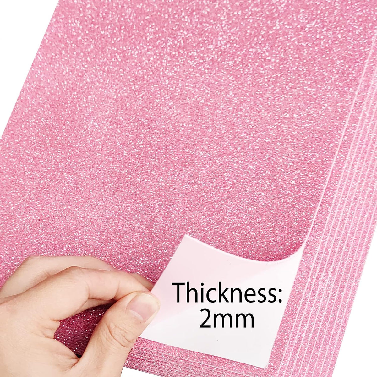 Pink Sticky Glitter Foam Sheets for Craft, 10 Packs Thick Self-Adhesive Sparkle EVA Paper Stickers for Craft Projects, 30 x 20cm