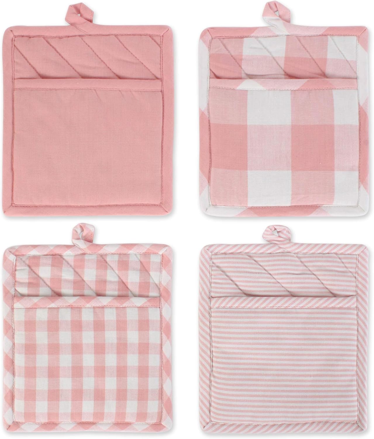 Gingham Check Kitchen Collection, Pink, Potholder Set