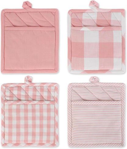 Gingham Check Kitchen Collection, Pink, Potholder Set