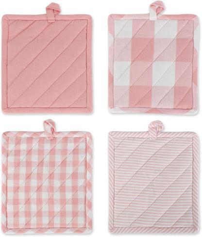 Gingham Check Kitchen Collection, Pink, Potholder Set