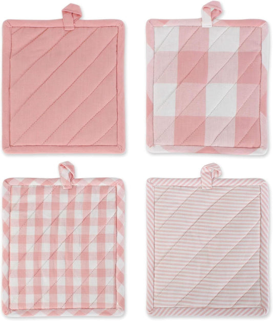 Gingham Check Kitchen Collection, Pink, Potholder Set