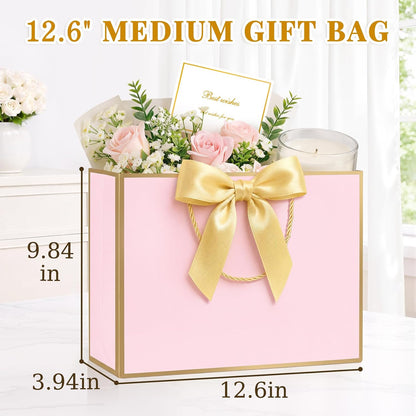 Pink & Blue Gift Bags Medium with Handles 2PCS for Wedding Birthday