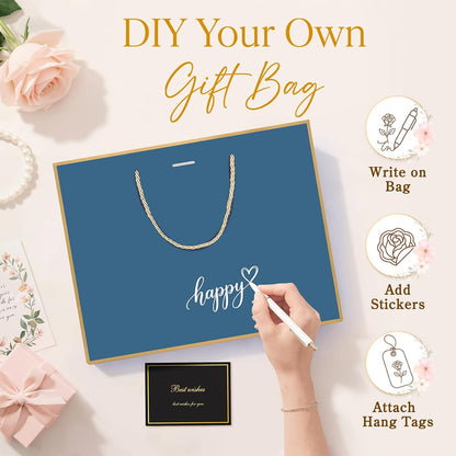 Pink & Blue Gift Bags Medium with Handles 2PCS for Wedding Birthday