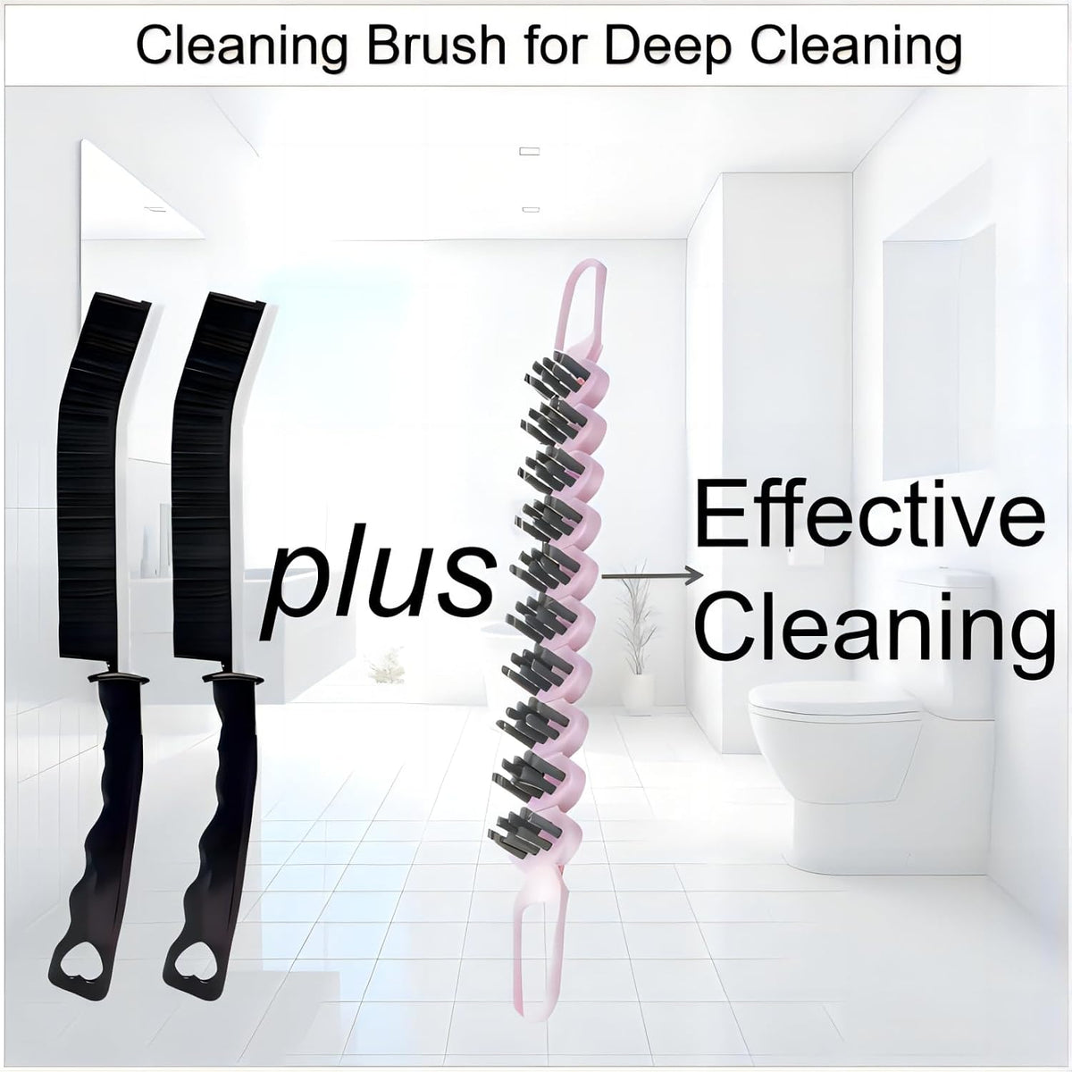 Crevice Cleaning Brush Set Grout Scrub Cleaning Tools 3 Pcs Black/Pink