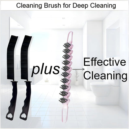 Crevice Cleaning Brush Set Grout Scrub Cleaning Tools 3 Pcs Black/Pink