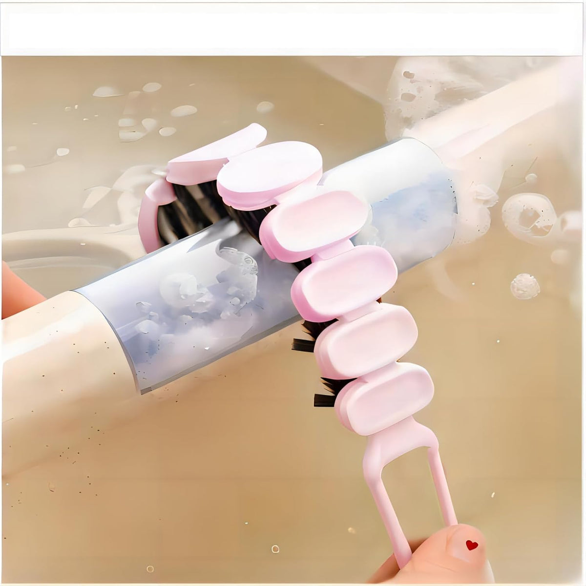 Crevice Cleaning Brush Set Grout Scrub Cleaning Tools 3 Pcs Black/Pink