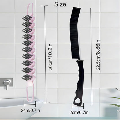 Crevice Cleaning Brush Set Grout Scrub Cleaning Tools 3 Pcs Black/Pink