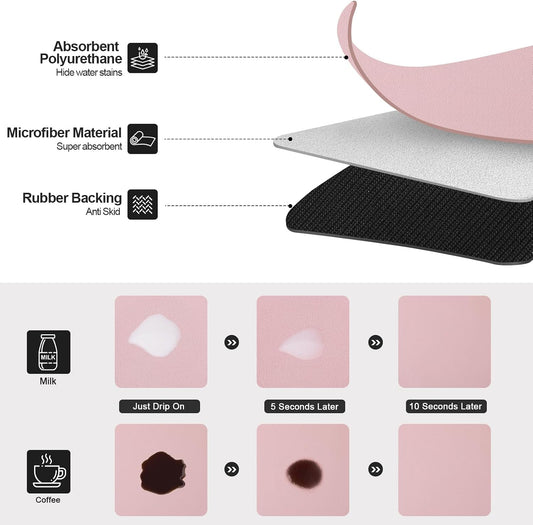 Coffee Mats for Coffee Bar Accessories, Pink 12" x 19"