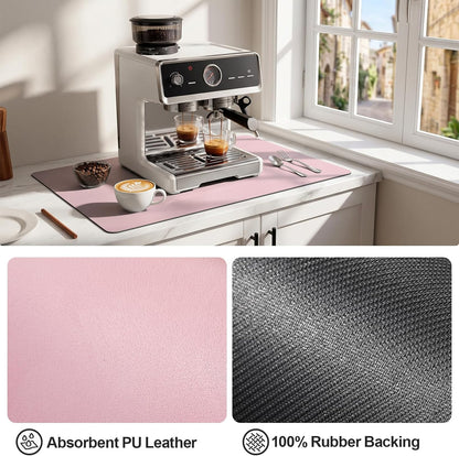 Coffee Mats for Coffee Bar Accessories, Pink 12" x 19"