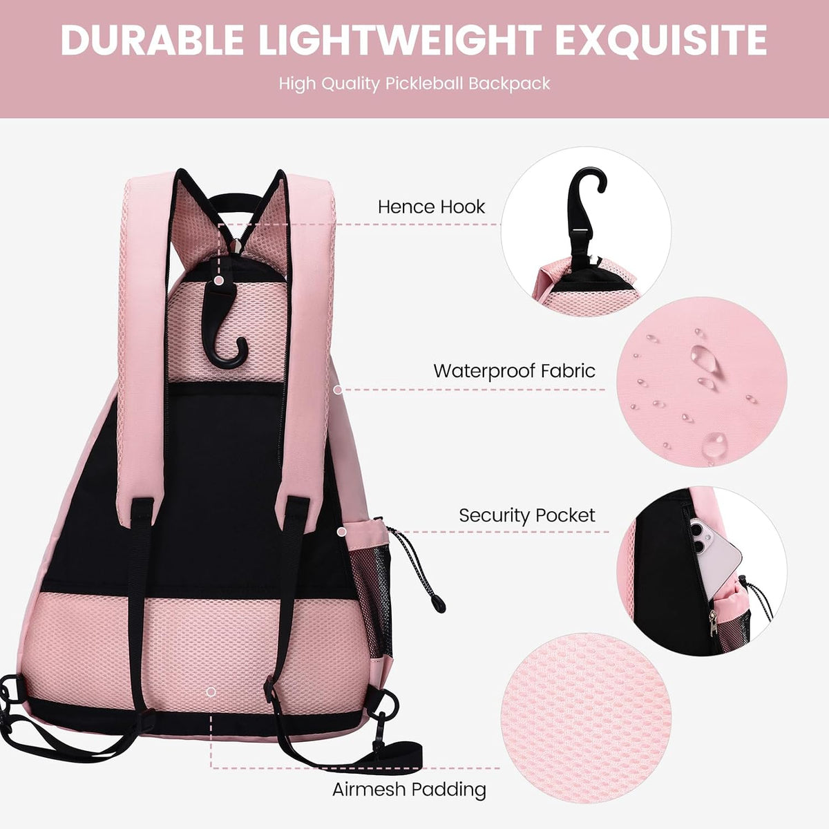 Pickleball Bag for Men & Women,Convertible Backpack with Fence Hook